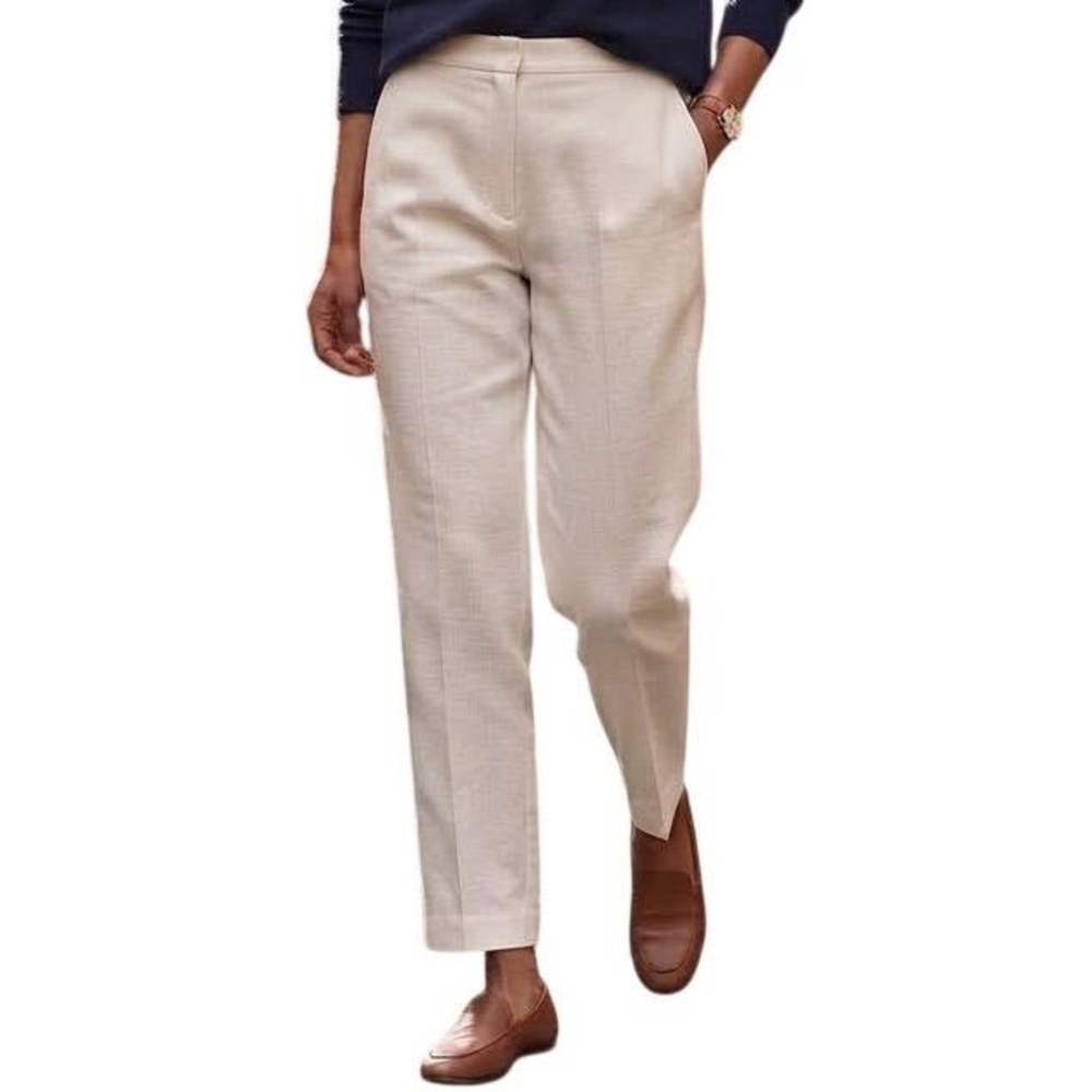 Liz Claiborne Linen Pants White Straight Leg Pleated 90s Vintage Size 6 Petite
